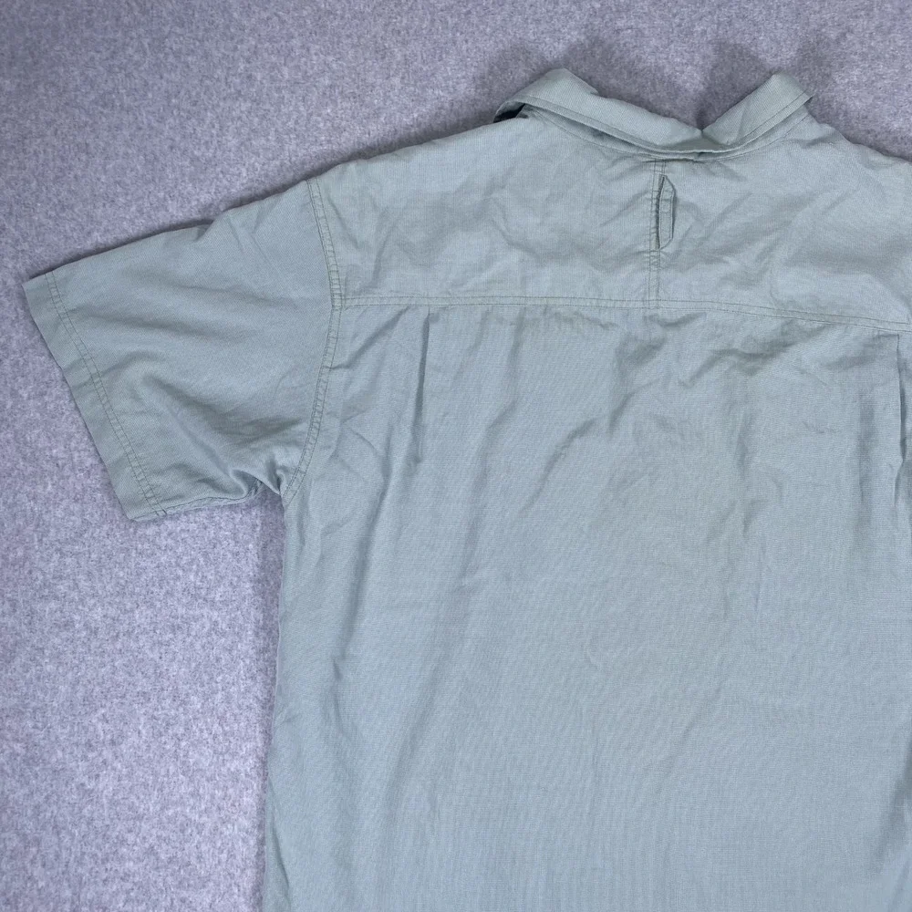 The North Face Button Up Shirt Mens XL Green Short Sleeve Hiking Vented